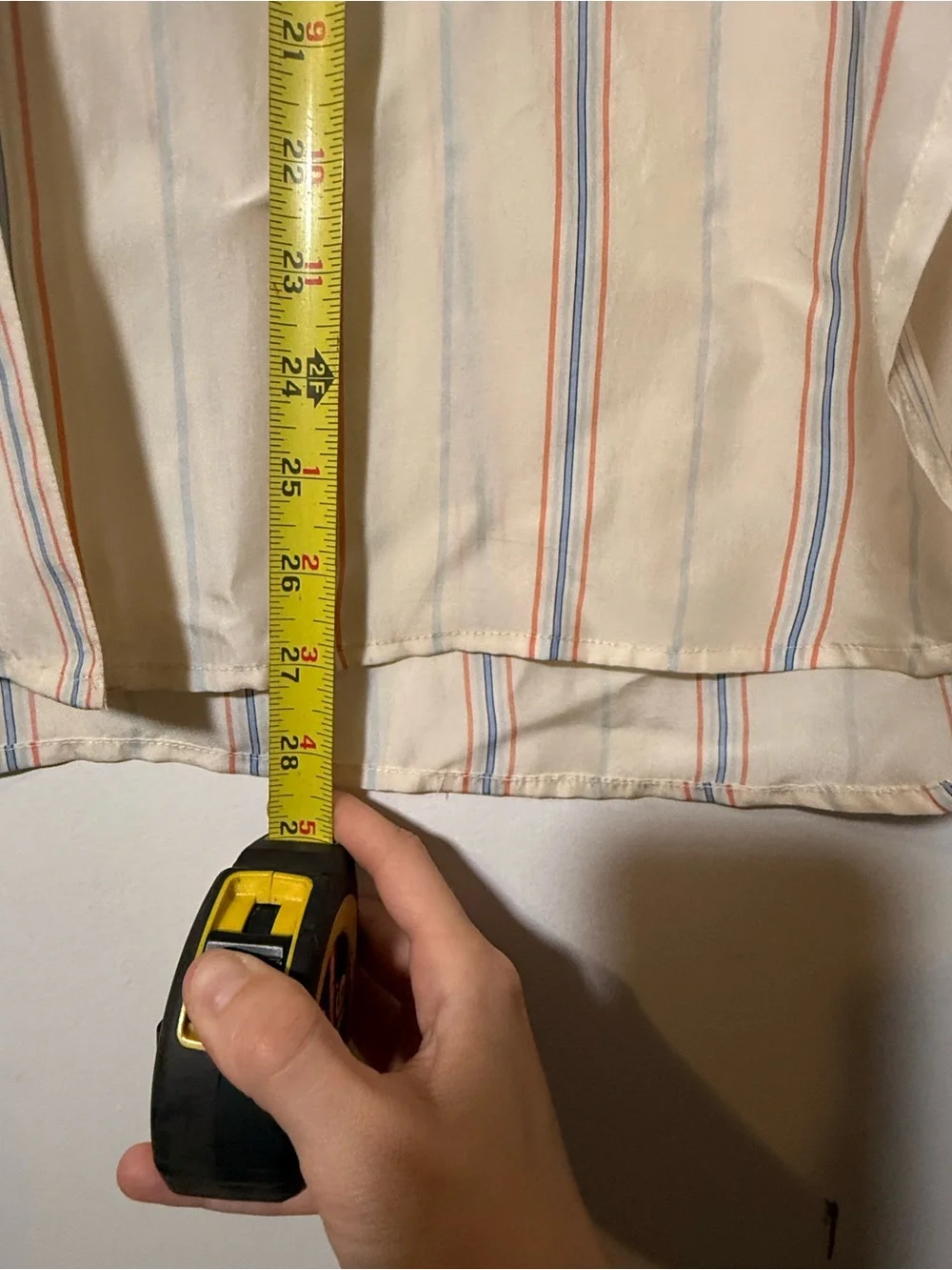Liz Claiborne Cream Striped Band-Collar Shirt - Picture 5 of 6